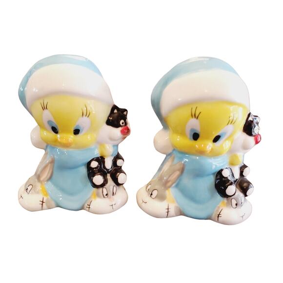 Vintage Tweety Bird & Sylvester Salt & Pepper Shakers Looney Tunes Bugs Bunny - Picture 1 of 9